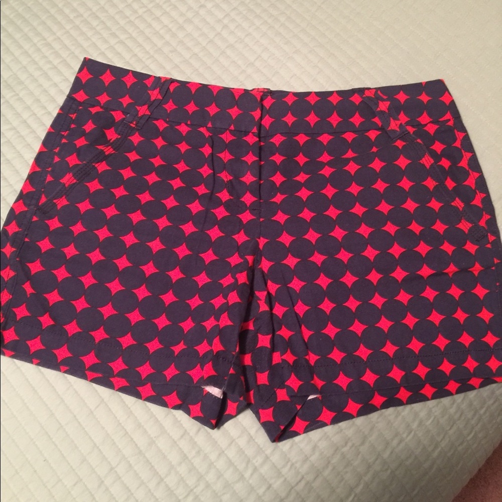 JCrew shorts. Navy with red polka dots